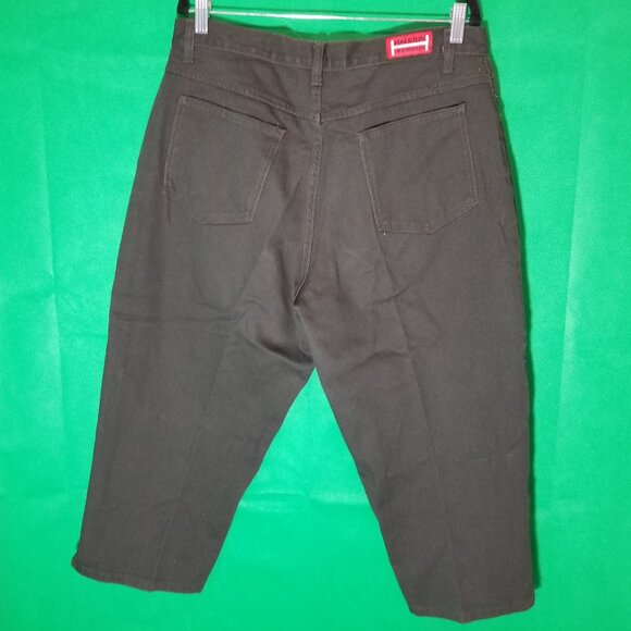 Halston Jeanswear Olive Green Copped Jeans Women's Size 14 Retro Streetwear - Picture 1 of 4